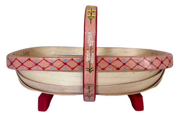Small Handpainted Floral Trug - Red