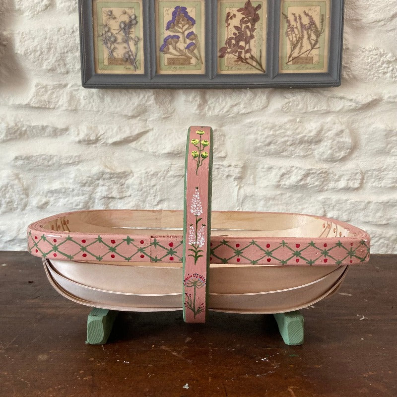 Small Handpainted Floral Trug - Green