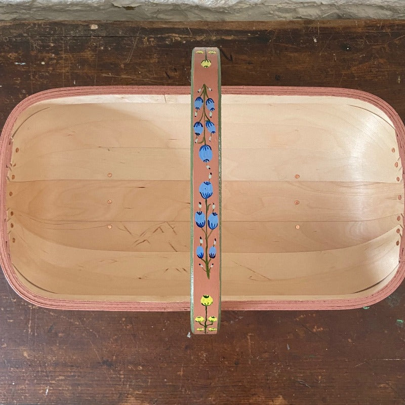 Large Handpainted Floral Trug - Green