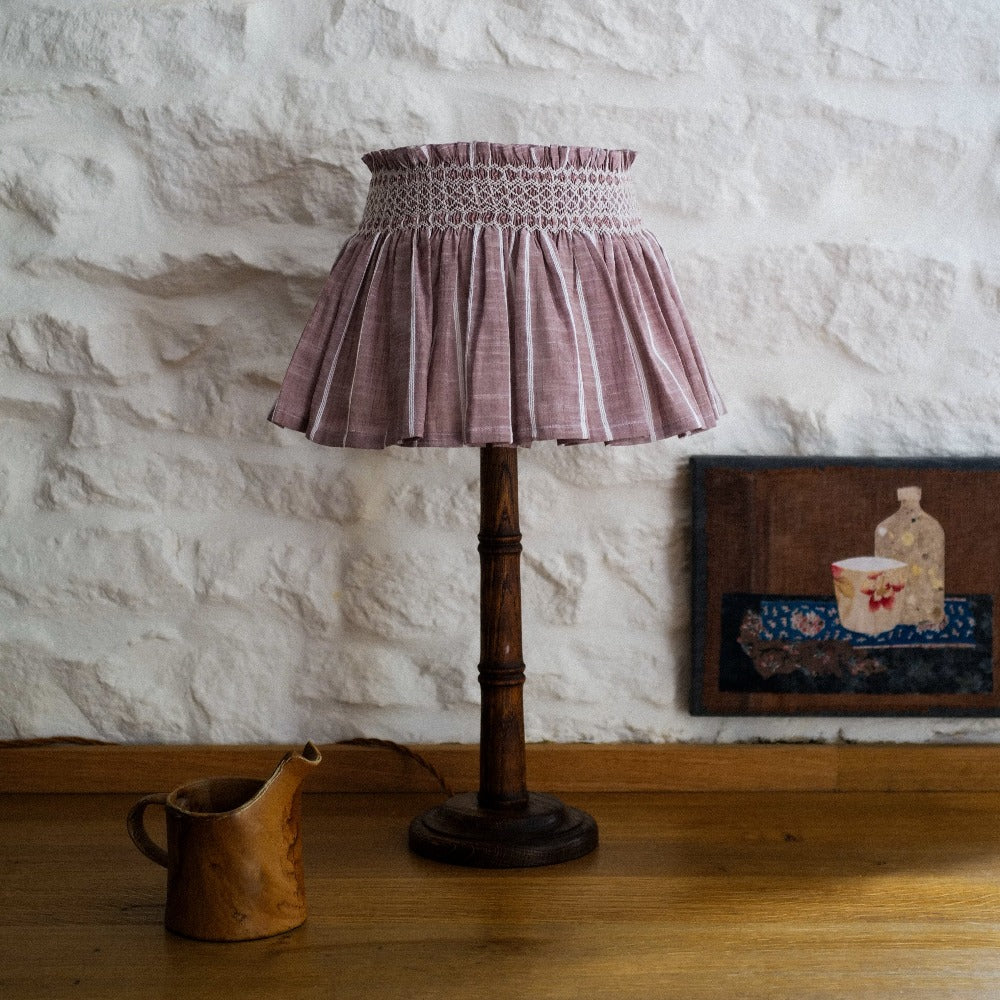 'Elsie' Handsmocked Lampshade Skirt - Mink