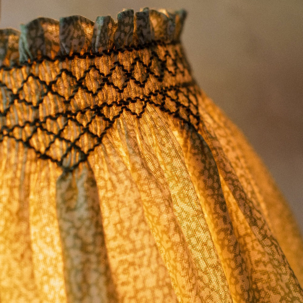 'Elsie' Handsmocked Lampshade Skirt - Weave