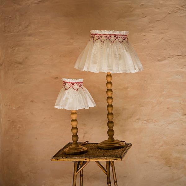 'Elsie' Handsmocked Lampshade Skirt - Crimson Ribbon