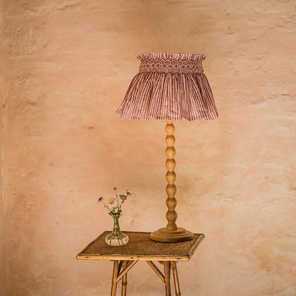 'Elsie' Handsmocked Lampshade Skirt - MULBERRY STRIPE