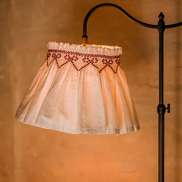 'Elsie' Handsmocked Lampshade Skirt - Crimson Ribbon