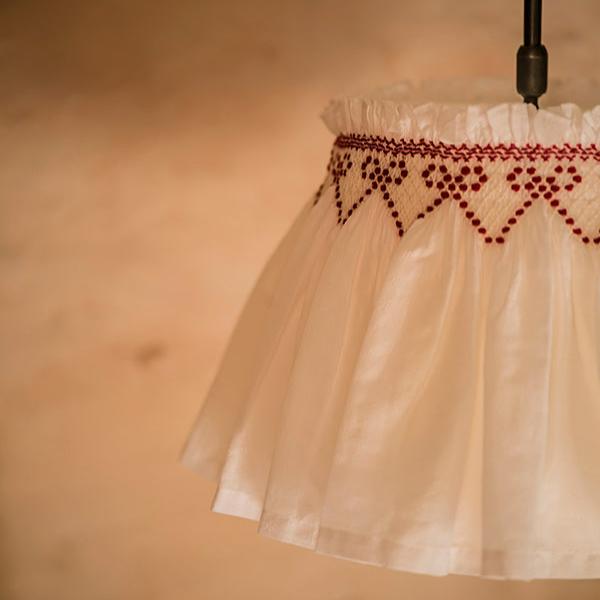 'Elsie' Handsmocked Lampshade Skirt - Crimson Ribbon