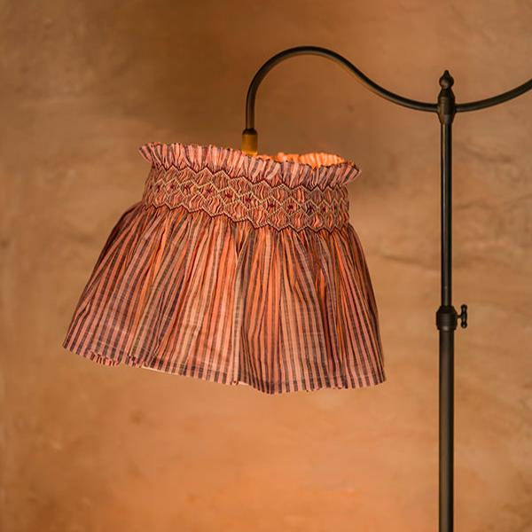 'Elsie' Handsmocked Lampshade Skirt - MULBERRY STRIPE