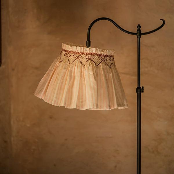 'Elsie' Handsmocked Lampshade Skirt - Kir Royale Ribbon