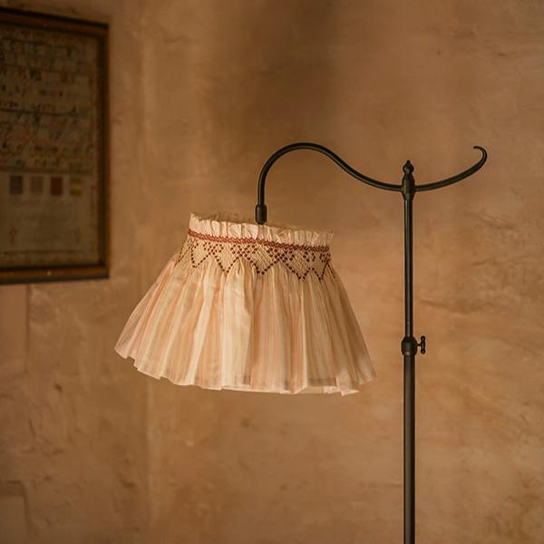 'Elsie' Handsmocked Lampshade Skirt - Kir Royale Ribbon