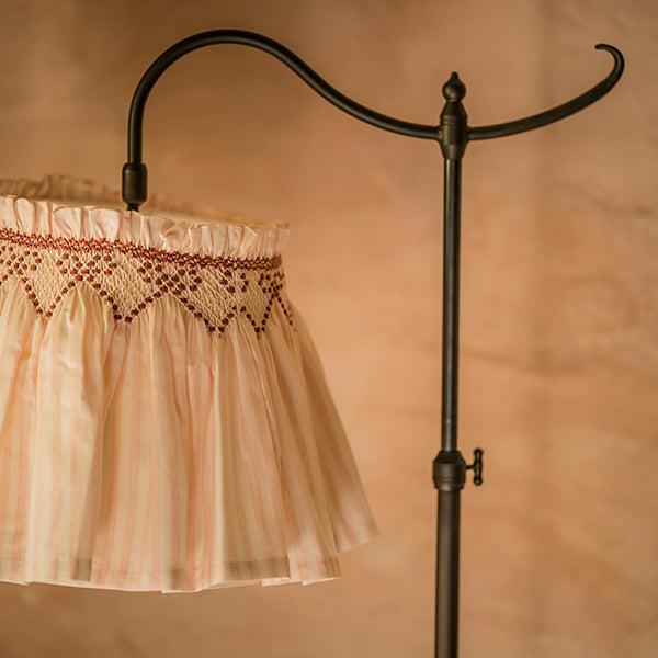 'Elsie' Handsmocked Lampshade Skirt - Kir Royale Ribbon