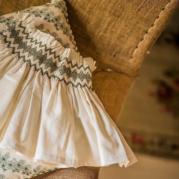 'Elsie' Handsmocked Lampshade Skirt - Cardamom Cord