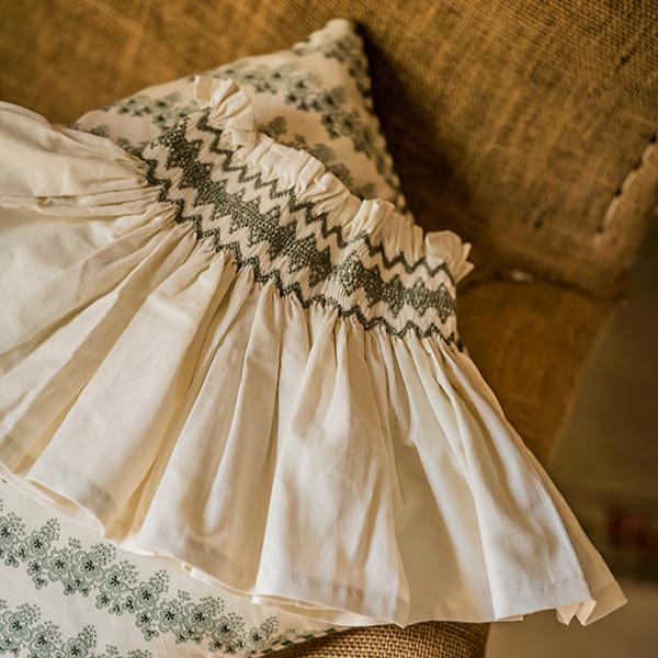 'Elsie' Handsmocked Lampshade Skirt - Cardamom Cord