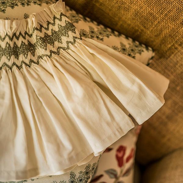 'Elsie' Handsmocked Lampshade Skirt - Cardamom Cord