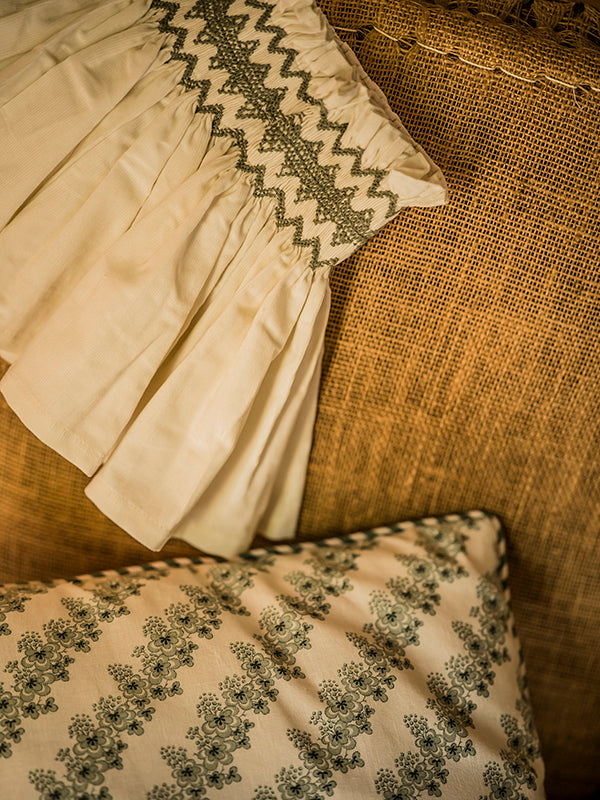 'Elsie' Handsmocked Lampshade Skirt - Cardamom Cord