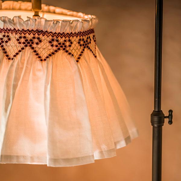 'Elsie' Handsmocked Lampshade Skirt - Crimson Ribbon