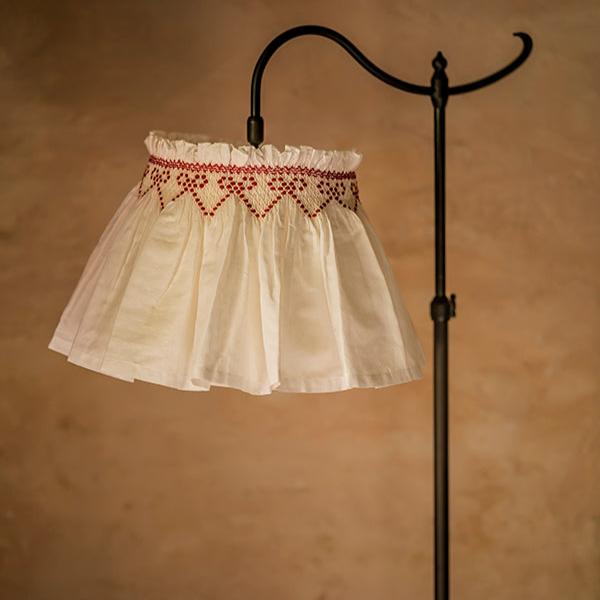 'Elsie' Handsmocked Lampshade Skirt - Crimson Ribbon