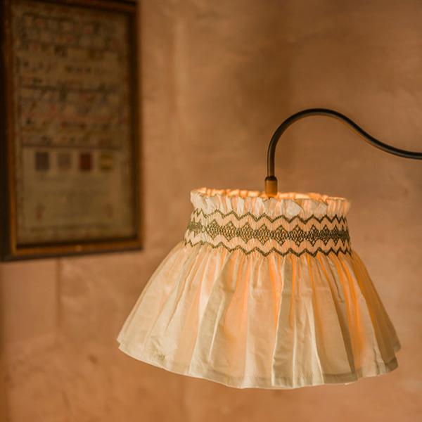 'Elsie' Handsmocked Lampshade Skirt - Cardamom Cord