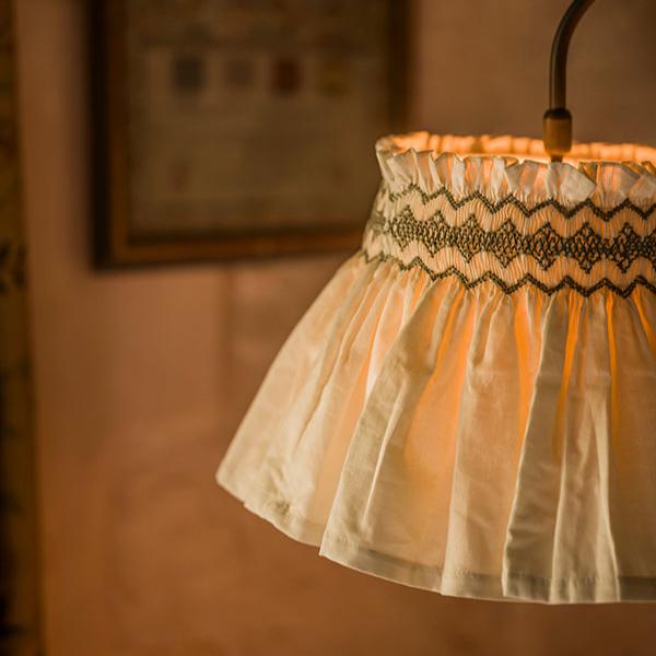 'Elsie' Handsmocked Lampshade Skirt - Cardamom Cord