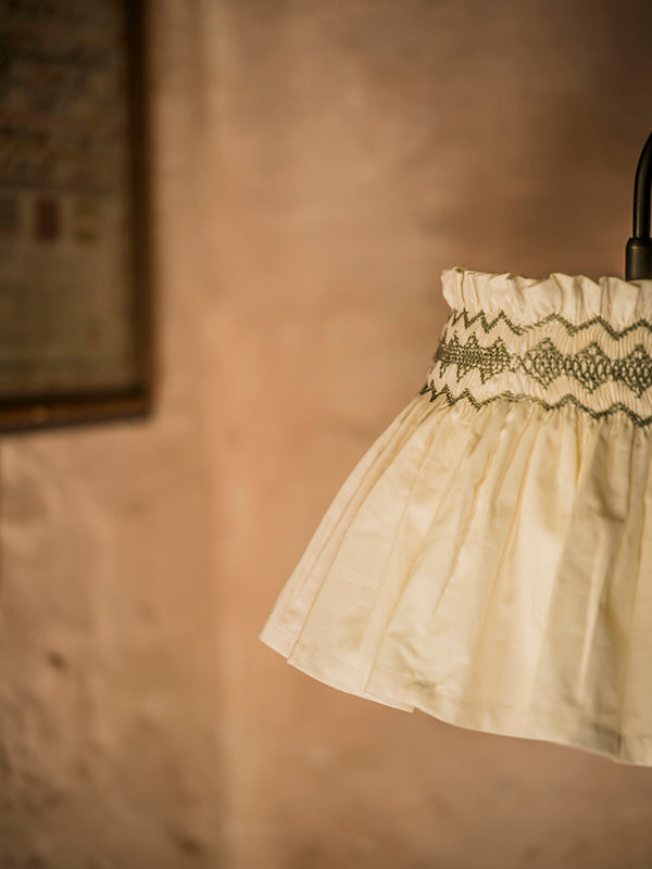 'Elsie' Handsmocked Lampshade Skirt - Cardamom Cord