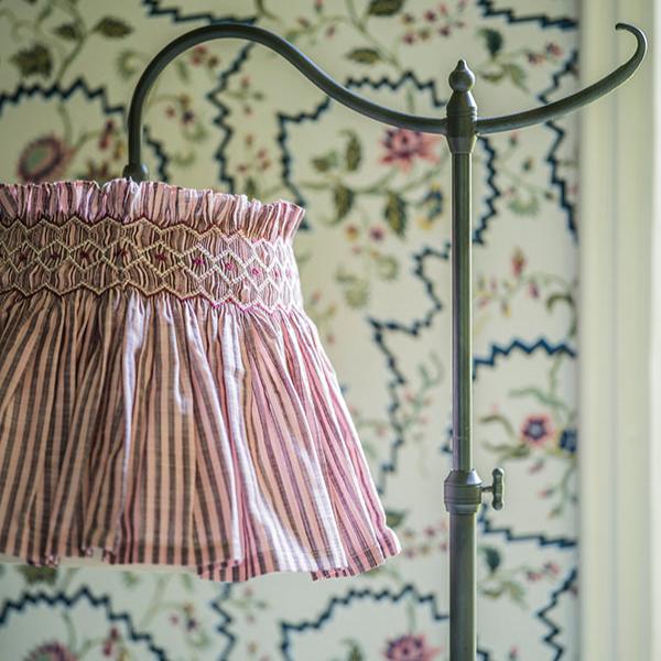 'Elsie' Handsmocked Lampshade Skirt - MULBERRY STRIPE