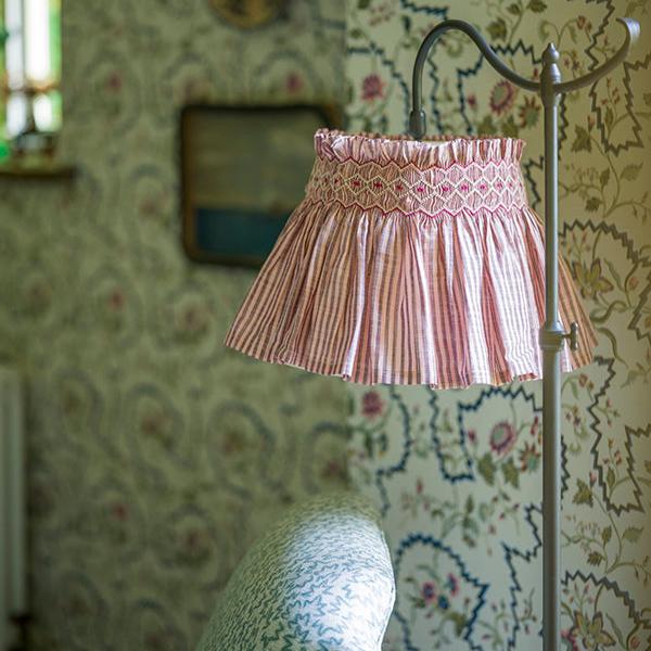 'Elsie' Handsmocked Lampshade Skirt - MULBERRY STRIPE