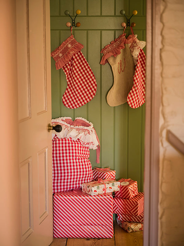 edit58 x Smock London 'Smocking' Stocking - Gingham with Red Vichy Frill