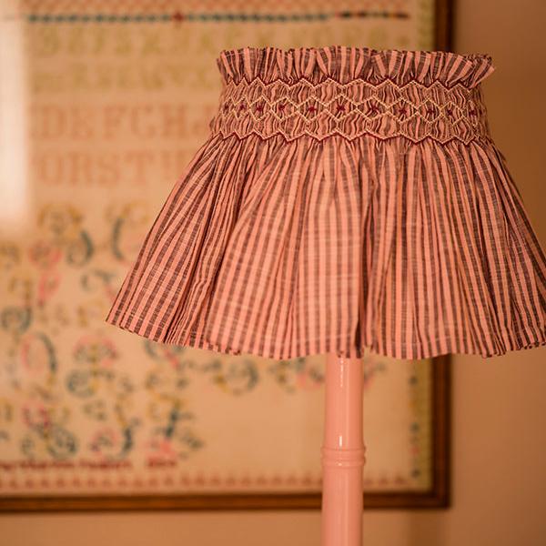 'Elsie' Handsmocked Lampshade Skirt - MULBERRY STRIPE