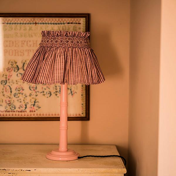 'Elsie' Handsmocked Lampshade Skirt - MULBERRY STRIPE