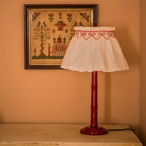 'Elsie' Handsmocked Lampshade Skirt - Crimson Ribbon