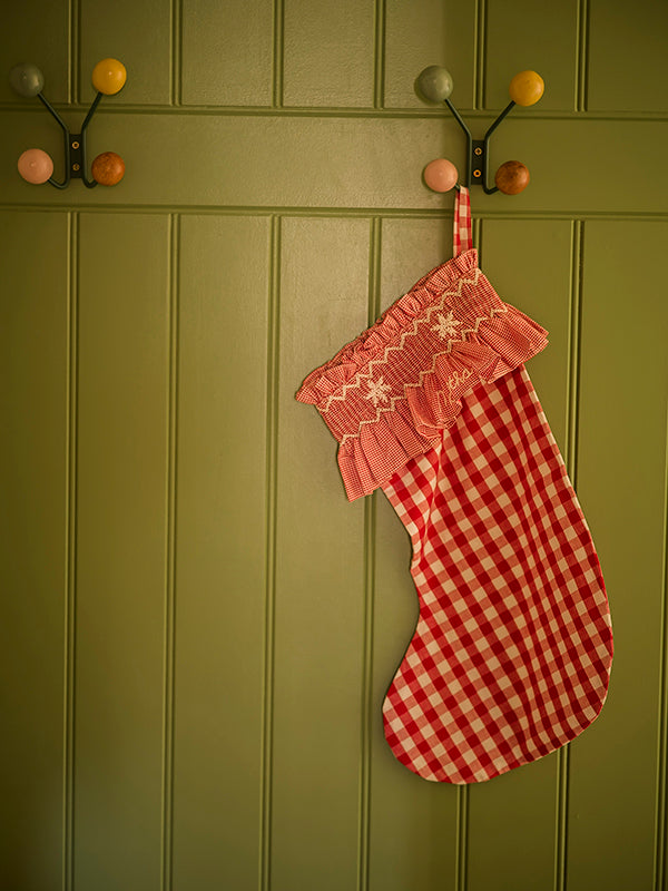 edit58 x Smock London 'Smocking' Stocking - Gingham with Red Vichy Frill