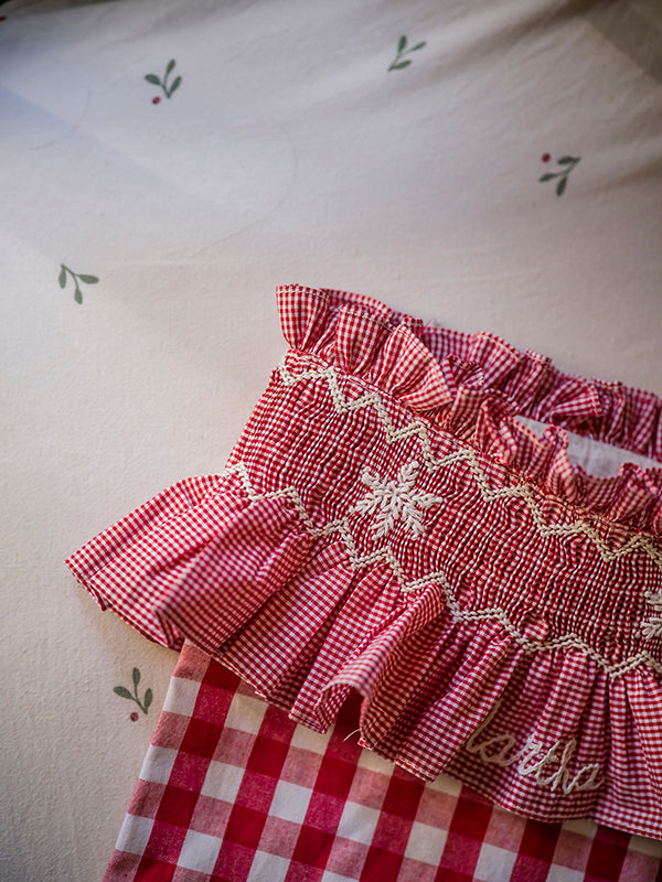 edit58 x Smock London 'Smocking' Stocking - Gingham with Red Vichy Frill