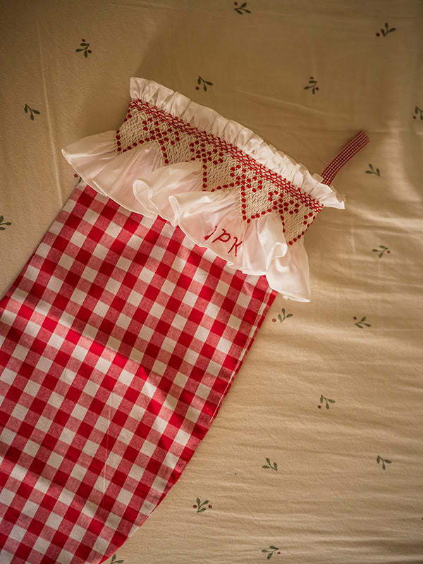 edit58 x Smock London 'Smocking' Stocking - Gingham with White Frill