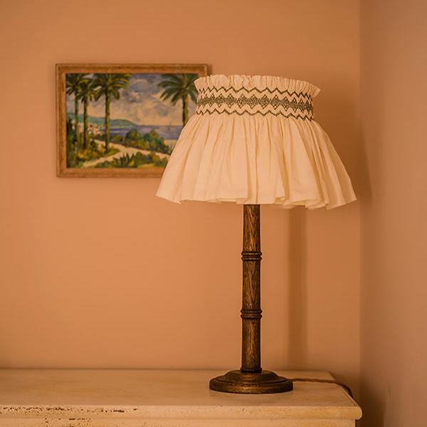 'Elsie' Handsmocked Lampshade Skirt - Cardamom Cord