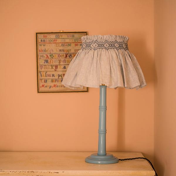 'Elsie' Handsmocked Lampshade Skirt - Sky Blue Delphinium