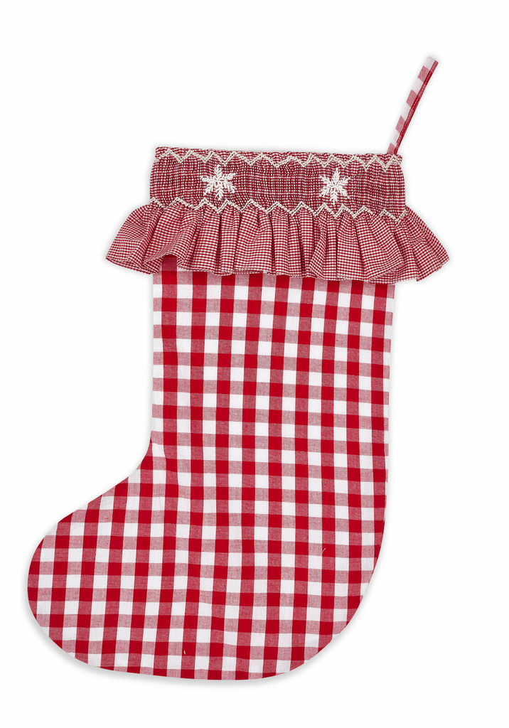 edit58 x Smock London 'Smocking' Stocking - Gingham with Red Vichy Frill