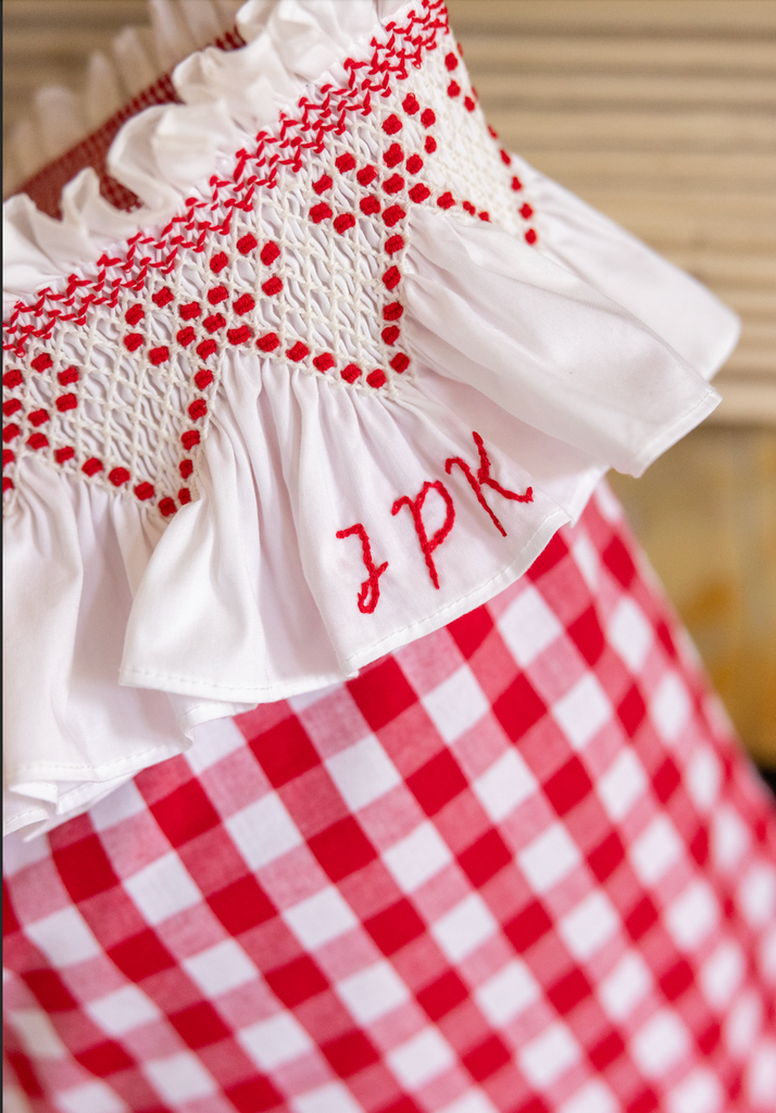 edit58 x Smock London 'Smocking' Stocking - Gingham with White Frill