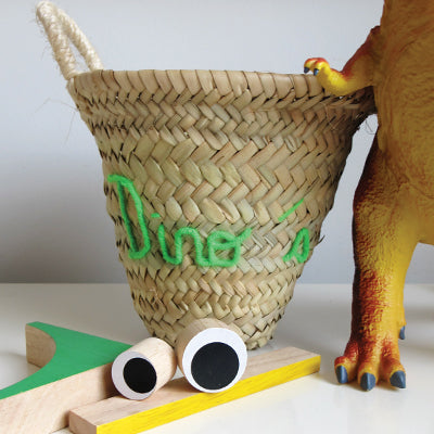 Embroidered 'Dinos' Mini Basket