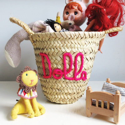 Embroidered 'Dolls' Mini Basket