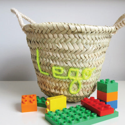Embroidered 'Lego' Mini Basket