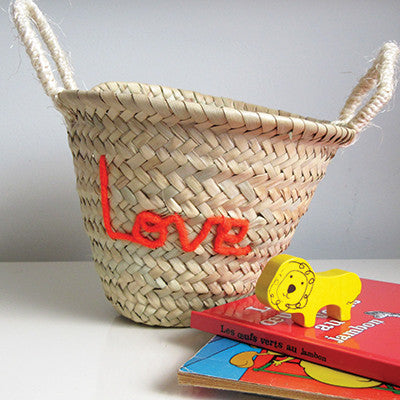 Embroidered 'Love' Mini Basket