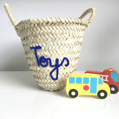 Embroidered 'Toys' Mini Basket