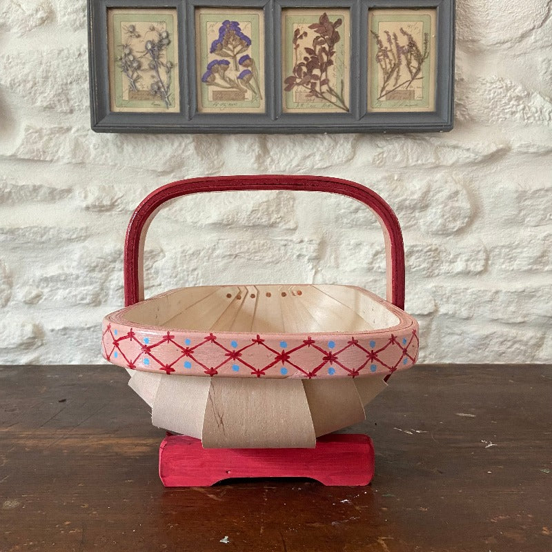 Large Handpainted Floral Trug - Red