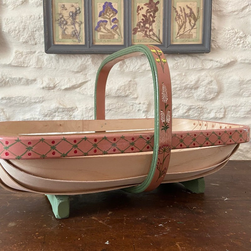 Large Handpainted Floral Trug - Green