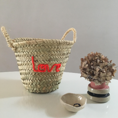 Embroidered 'Love' Mini Basket