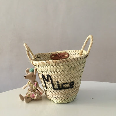 Embroidered 'Mice' Mini Basket