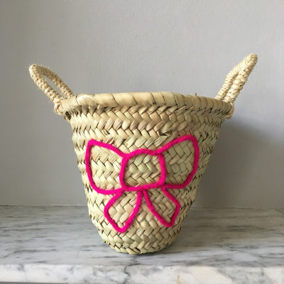 Embroidered Bow Mini Basket