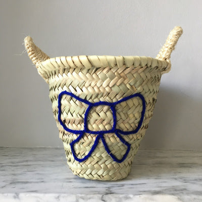 Embroidered Bow Mini Basket