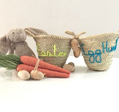 'Easter' / 'Egg Hunt' Embroidered Mini Basket